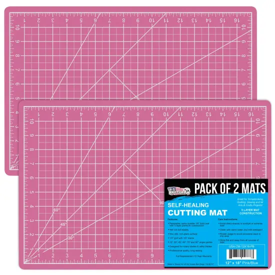 12" x 18" Self-Healing Cutting Mat 5-Ply (2 Pack) - Double-Sided Pink/Blue Craft Mat, Non-Slip Cutting Mats for Crafts, Sewing, Quilting, Scrapbooking {1}