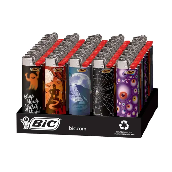 BIC Maxi Pocket Lighter, Special Edition Spooky Collection, Assorted Unique Lighter Designs, 50 Count Tray of Lighters {2}