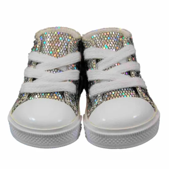 The Queen's Treasures 18 Inch Doll Silver Sparkle Sneakers and Shoe Box {4}