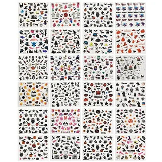 Wrapables Halloween Nail Stickers Nail Art Set Ghost Stickers Bat Nail Art (24 Sheets) {2}