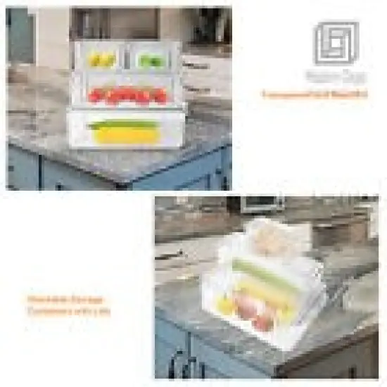 7 PCS Refrigerator Organizer Bins Food Containers with Various Size Storage Bins {3}