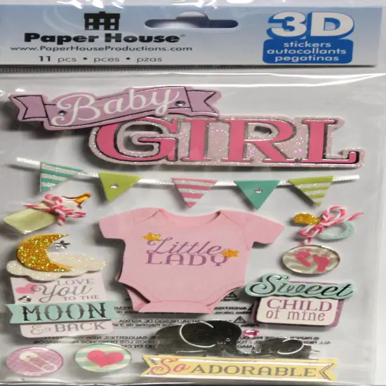 Paper House Baby Girl Dimensional 3D Stickers {1}
