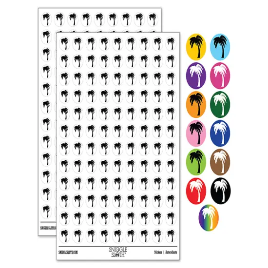Palm Tree Tropical Solid 200+ 0.50" Round Stickers Light Pink {1}
