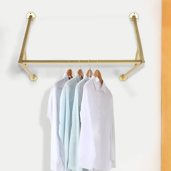 Kitcheniva Wall Mounted Gold Clothes Hanging Rail Rack {1}