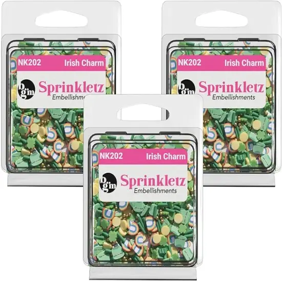 Buttons Galore Sprinkletz DIY Craft Embellishment Polymer Clay Pieces For Slime & Crafts 36 Grams - 3 Packs of Irish Charm {1}