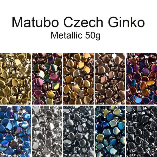 John Bead Czech Glass Metallic Ginko Beads, 50g Jet Sliperit {3}