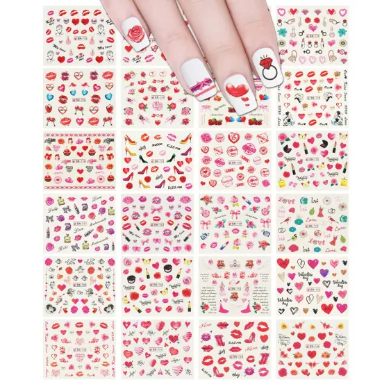 Wrapables Valentine's Day Water Transfer Nail Decals, 24 Sheets (Hearts & Blossoms) {2}
