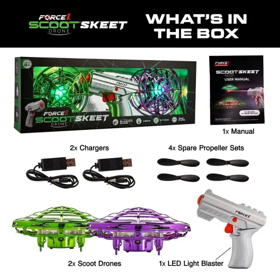 Force1 Scoot Skeet Drone Electronic Shooting Game For Kids and Adults- Purple/Green {6}
