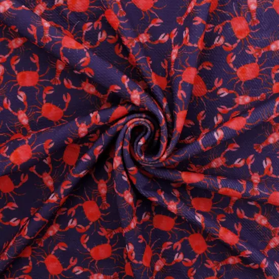 Red/Blue Nautical Lobsters Bullet Fabric 1 yard {4}