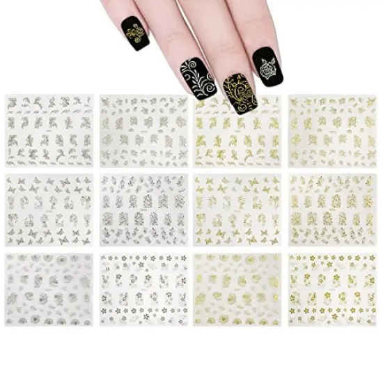 Wrapables Gold & Silver Foil Vines & Floral Nail Stickers {1}