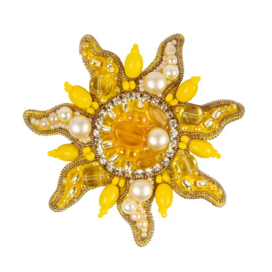 BP-339C Beadwork kit for creating brooch Crystal Art "The sun" {1}