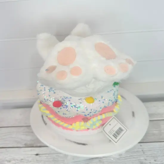 Set of 2 Furry Bunny Bottoms in Cake - 9.5" Styrofoam - White & Pastel Easter Decor - Foam Easter Wreath Attachments - MT26007 {2}