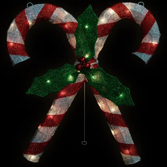 Northlight Double Candy Cane Lighted Outdoor Christmas Decoration - 26" - Clear Lights Red {7}