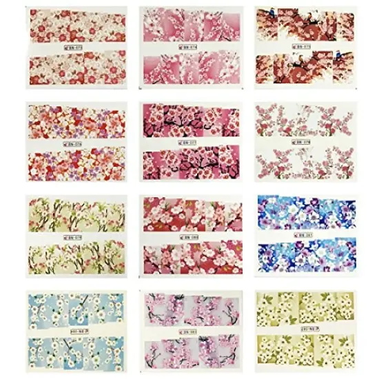 Wrapables 12 Sheets Blossoms Flower Water Slide Nail Art {2}