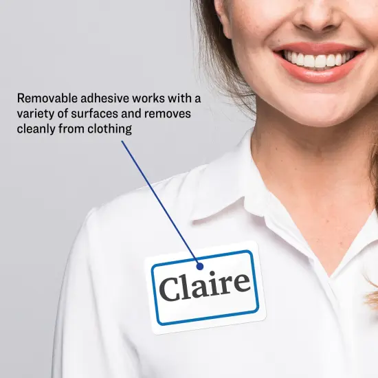 Avery Flexible Printable Name Tags, 2-1/3" x 3-3/8", White with Blue Border, 400 Removable Name Badges (05895) {2}