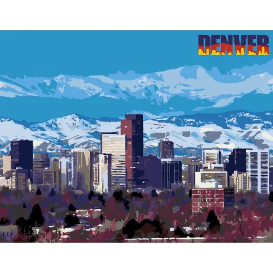 Artwille DIY Paint by Numbers for Adults and Kids - Denver Skyline {1}