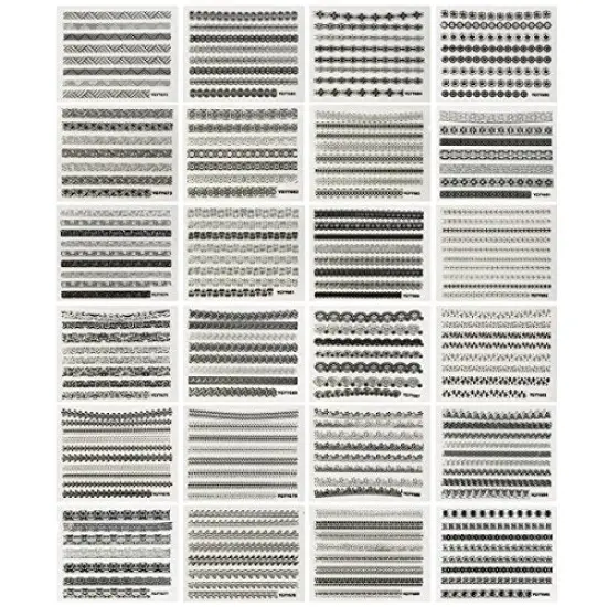 Wrapables 24 Sheets Gold, Silver & Black Nail Strips Nail Stickers Nail Art Set (Silver & Black Nail Strips) {2}