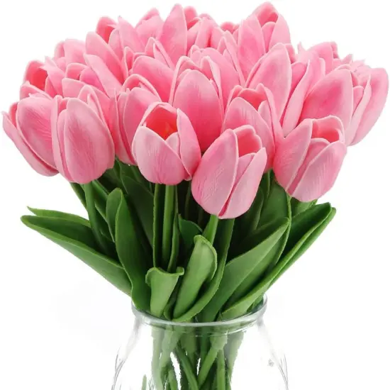 24 Pcs Real Touch Artificial Tulips for All Occasions Burgundy {2}