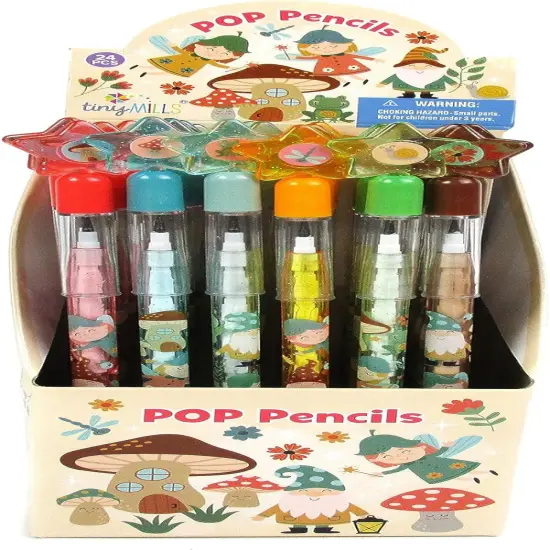 TINYMILLS 24 Pcs Garden Fairy Mushroom Stackable Pencil Assortment with Eraser for Party Favors {2}