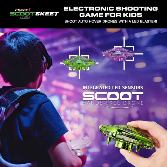 Force1 Scoot Skeet Drone Electronic Shooting Game For Kids and Adults- Purple/Green {3}