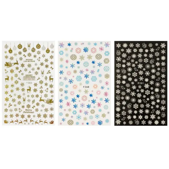 Wrapables 3 Sheets Colorful Winter Snowflakes Nail Art Snowflake Nail Stickers {3}