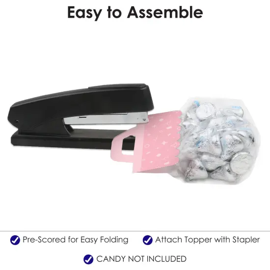 Big Dot of Happiness Pink Confetti Stars - DIY Simple Party Clear Goodie Favor Bag Labels - Candy Bags with Toppers - Set of 24 {6}