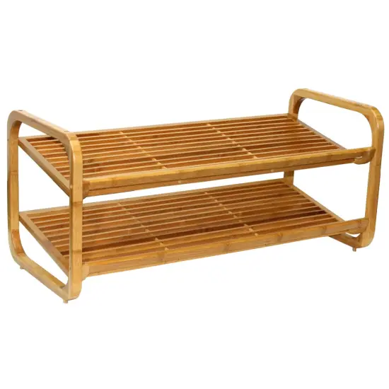 Oceanstar2 Tier Bamboo Shoe Rack, Rounded Brown {9}