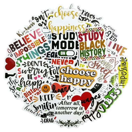 Wrapables Waterproof Vinyl Stickers for Water Bottles, Laptop, Phones, Skateboards, Decals for Teens, 100pcs Quotes {1}