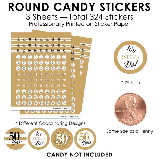 Big Dot of Happiness We Still Do - 50th Wedding Anniversary - Anniversary Party Small Round Candy Stickers - Party Favor Labels - 324 Count {4}