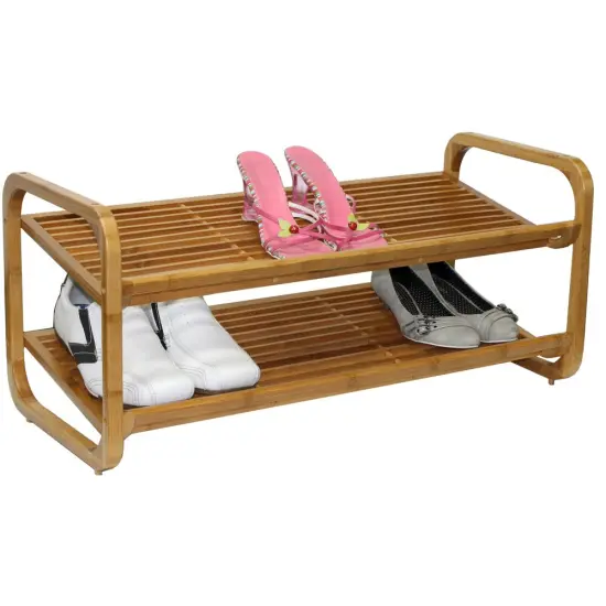 Oceanstar2 Tier Bamboo Shoe Rack, Rounded Brown {2}