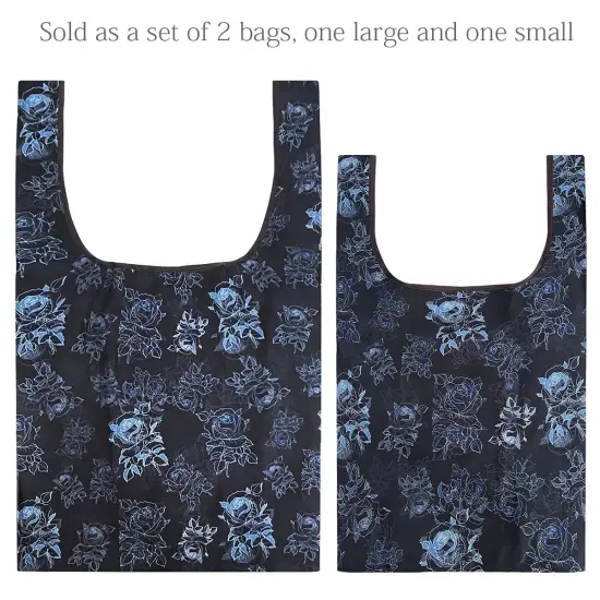Wrapables JoliBag Collection Reusable Shopping Bag (Set of 2) Black Rose Shadow {3}