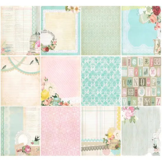 Wrapables 6x6 Decorative Single-Sided Scrapbook Paper for Arts & Crafts Projects, Scrapbooking, Card-Making Teal & Pink Vintage {3}