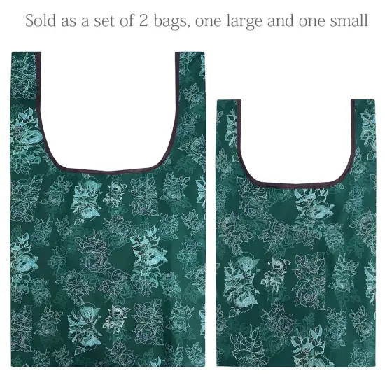 Wrapables JoliBag Collection Reusable Shopping Bag (Set of 2) Green Rose Shadow {3}