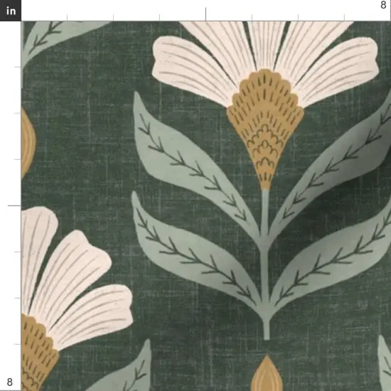 Various Fabrics by the Yard or Fat Quarter Green Flower Floral Meadow Botanical Art Nouveau Hand Drawn Large Scale Rustic Custom Printed Fabric by Spoonflower {4}