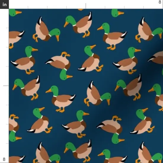 Various Fabrics by the Yard or Fat Quarter Mallard Ducks Navy Blue Cute Birds Small Scale Custom Printed Fabric by Spoonflower {4}