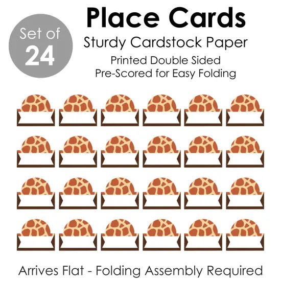 Big Dot of Happiness Giraffe Print - Safari Party Tent Buffet Card - Table Setting Name Place Cards - Set of 24 {7}