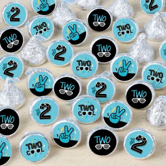 Big Dot of Happiness Two Cool - Boy - Blue 2nd Birthday Party Party Small Round Candy Stickers - Party Favor Labels - 324 Count {1}