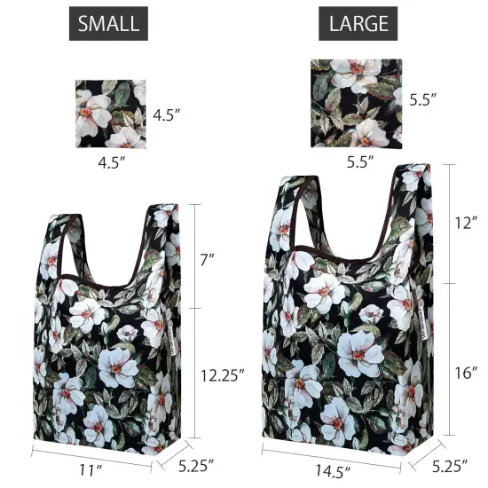 Wrapables JoliBag Collection Reusable Shopping Bag (Set of 2) White Pansies {2}