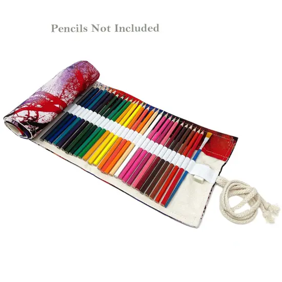 Wrapables Pencil Roll Organizer, Colored Pencil Wrap Pouch (72 slots) Dusk {3}