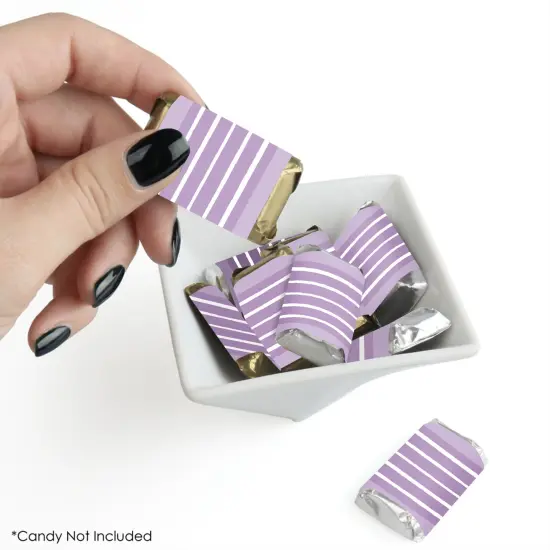 Big Dot of Happiness Purple Stripes - Mini Candy Bar Wrapper Stickers - Simple Party Small Favors - 40 Count {3}