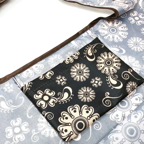 Wrapables Large & Small Foldable Tote Nylon Reusable Grocery Bags, Set of 2 Floral Deco {4}