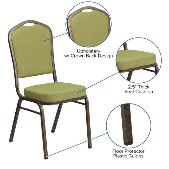 Emma and Oliver Crown Back Stacking Banquet Dining Chair GrayFabric/Black {7}