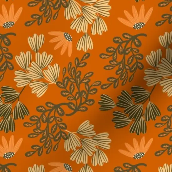 Various Fabrics by the Yard or Fat Quarter Orange Floral Vintage Botanical Wildflowers Romantic Chintz Fall Custom Printed Fabric by Spoonflower {7}