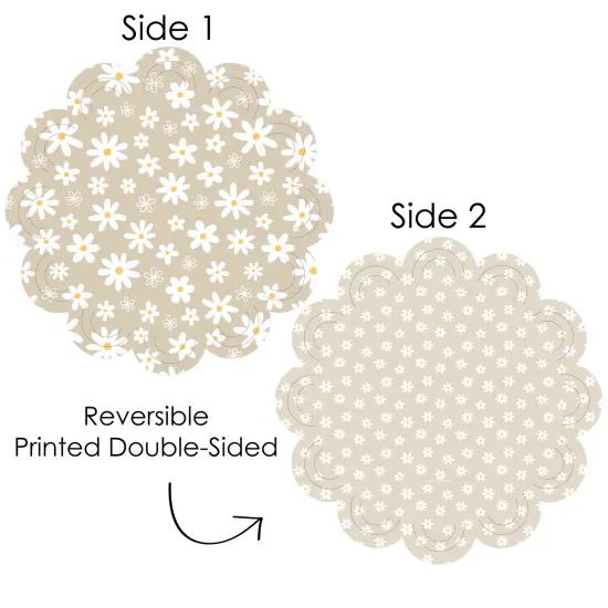 Big Dot of Happiness Tan Daisy Flowers - Floral Party Round Table Decorations - Paper Chargers - Place Setting For 12 {4}