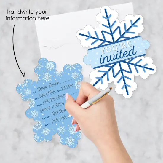 Big Dot of Happiness Blue Snowflakes - Shaped Fill-In Invitations - Winter Holiday Party Invitation Cards with Envelopes - Set of 12 {3}