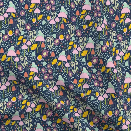 Various Fabrics by the Yard or Fat Quarter Whimsical Forest Blue Snails Frogs Mushrooms Small Scale Custom Printed Fabric by Spoonflower {5}