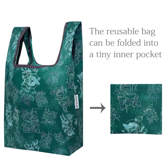 Wrapables JoliBag Collection Reusable Shopping Bag (Set of 2) Green Rose Shadow {5}
