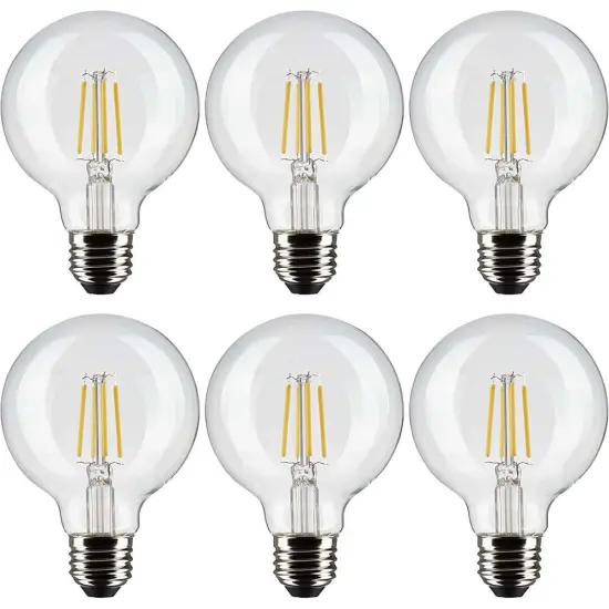 6Pk - Satco 4.5w G25 Globe Filament LED 3000K Medium Base Dimmable - 40w equiv Soft White {1}