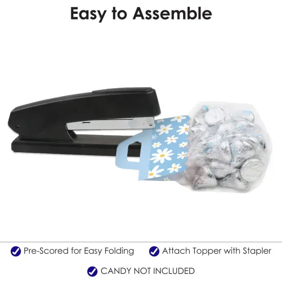 Big Dot of Happiness Blue Daisy Flowers - DIY Floral Party Clear Goodie Favor Bag Labels - Candy Bags with Toppers - Set of 24 {6}