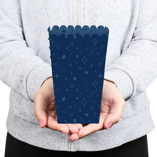 Big Dot of Happiness Navy Confetti Stars - Simple Party Favor Popcorn Treat Boxes - Set of 12 {6}